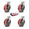 Service Caster 10 Inch Heavy Duty Red Poly on Cast Iron Wheel Swivel Caster Set with 2 Brakes SCC-KP92S1030-PUR-RS-2-SLB-2 - alternate 1